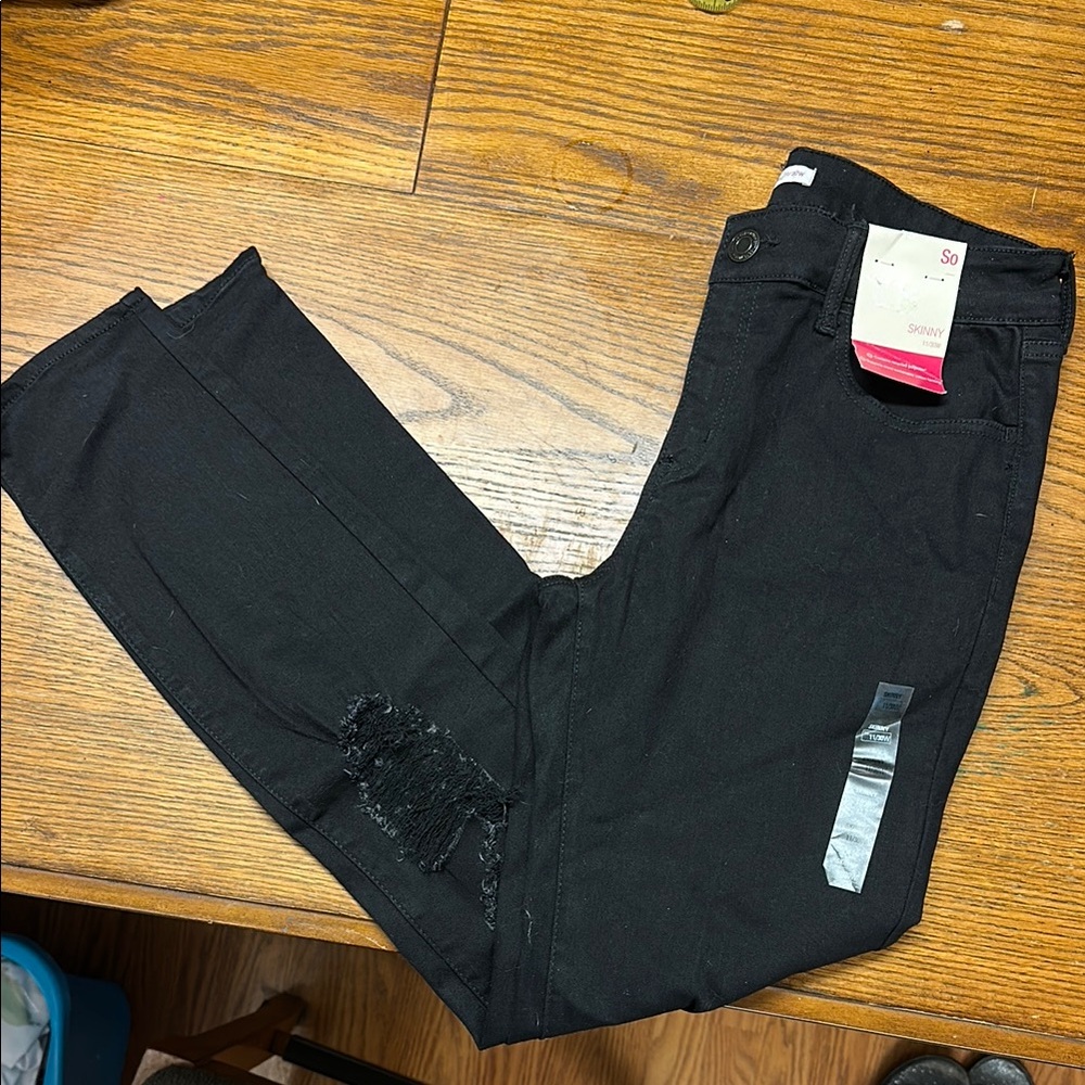 SO Black Skinny Jeans Solid Color Denim